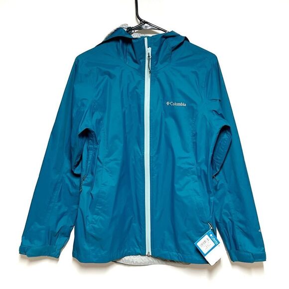 NWT Columbia EvaPOURation Teal rain jacket Womens Sz S - Picture 2 of 6
